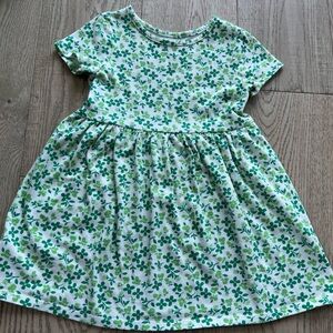Cat & Jack size 5T Charming Green Floral 4 leaf clover Kids Dress